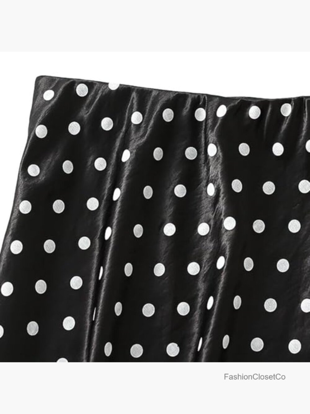 Elegant Polka Dot Satin Maxi Skirt Elastic Waist - Picture 2 of 5